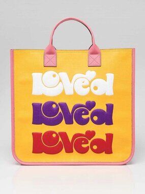 Gucci Pink/Yellow Coated Canvas Rainbow "Loved" Children's Tote Bag